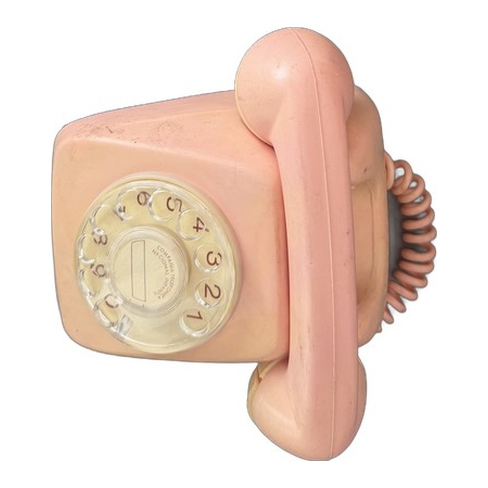 Teléfono de juguete rosa vintage